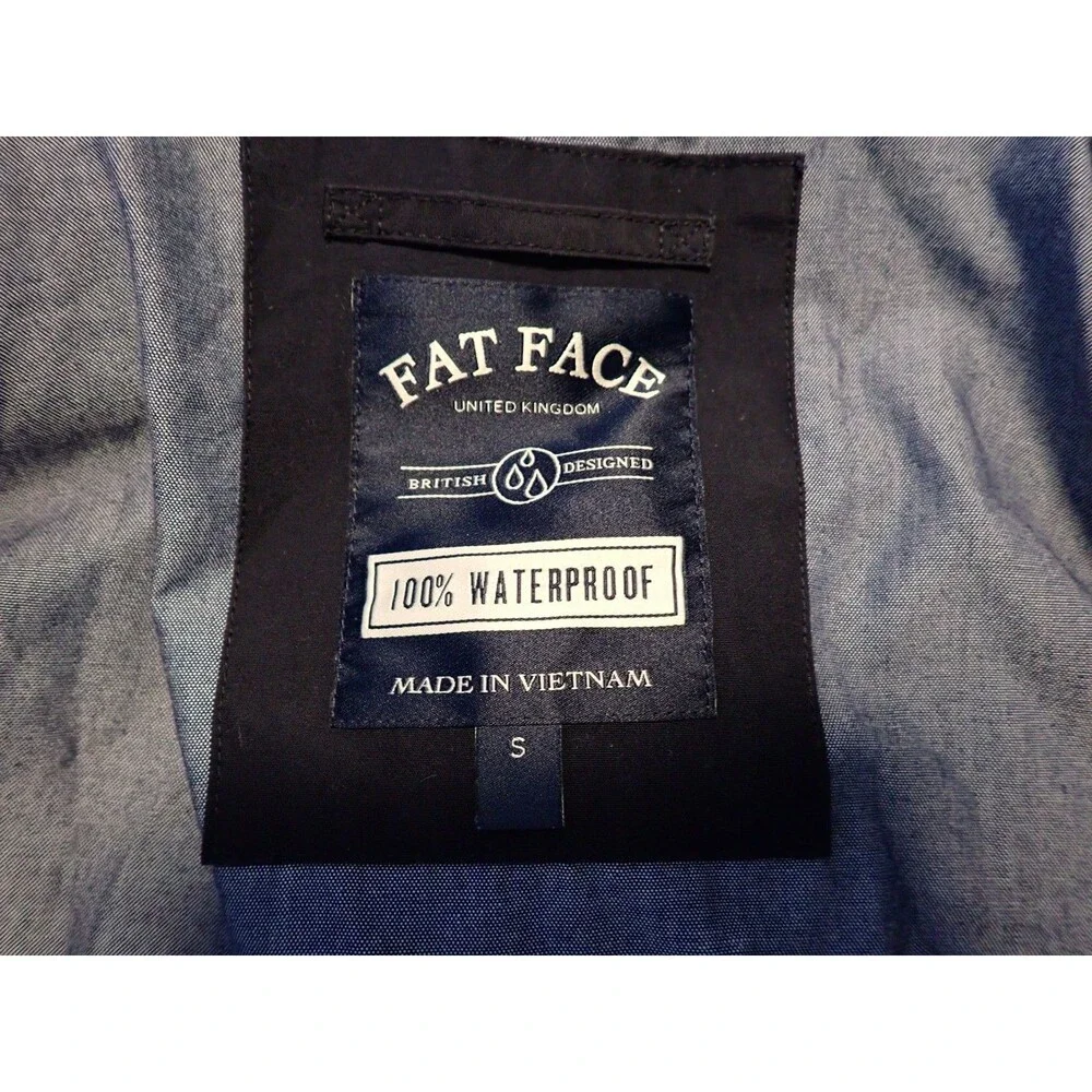 Fat Face Navy Cleehill Tape Seam Jacket Men's Small Hooded 100% Waterproof Blue